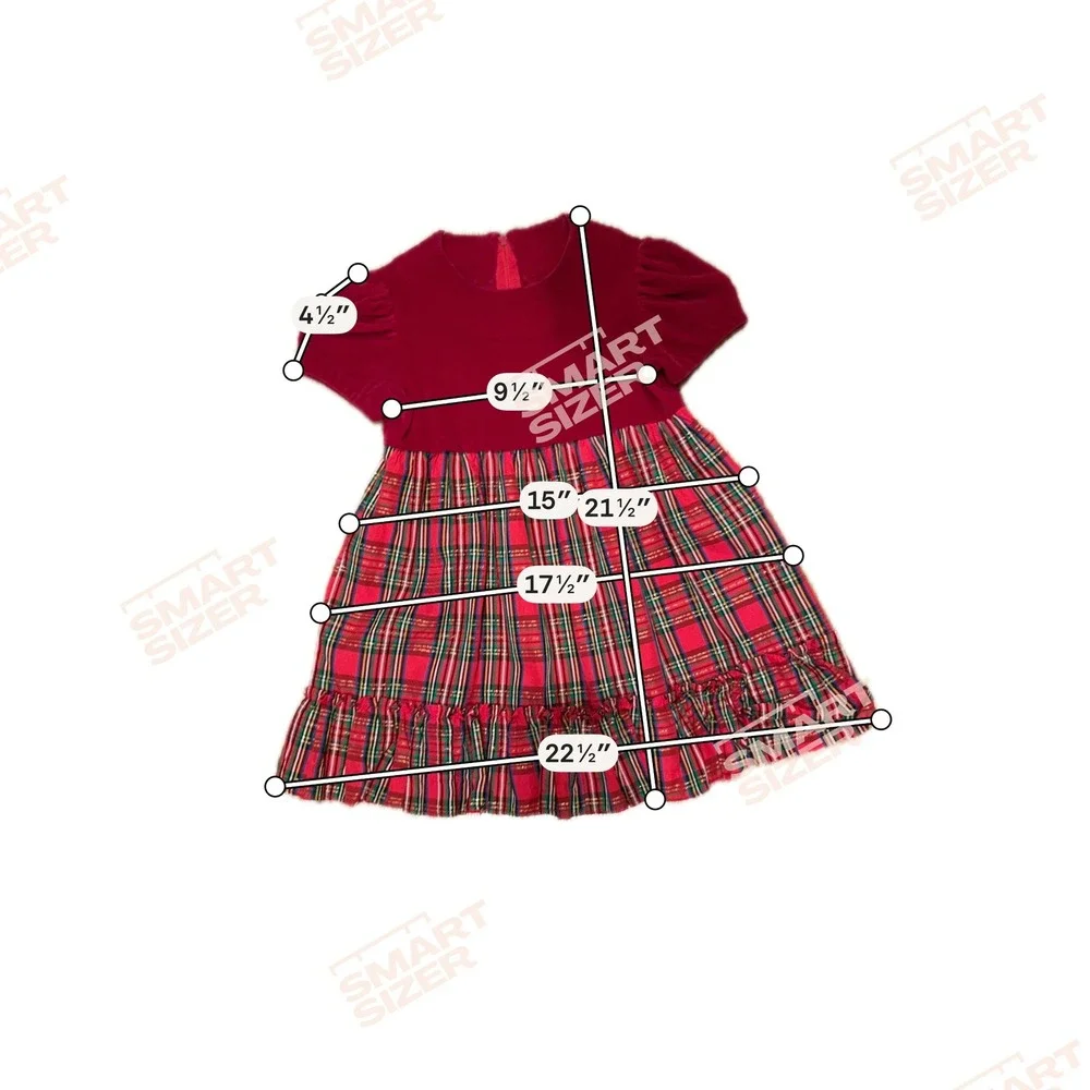 Plaid Velvet Holiday Dress Size 4 Red Green Tartan Puff Sleeve Vintage Handmade